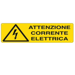 Cartello segnalatore -  35x12,5 cm ATTENZIONE CORRENTE ELETTRICA - alluminio - Cartelli Segnalatori