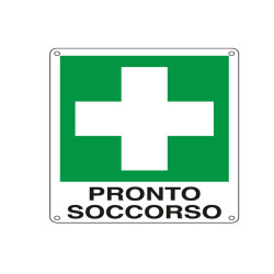Cartello segnalatore - 12x14,5 cm - PRONTO SOCCORSO - alluminio - Cartelli Segnalatori