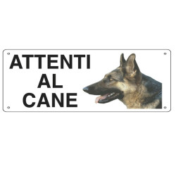 Cartello segnalatore - 25x12,5 cm - ATTENTI AL CANE - alluminio - Cartelli Segnalatori
