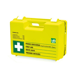 Cassetta medica valigetta plastica giallo fluorescente ALL. 2 per aziende meno 3 dip.cm 32 x 23 x 12,5