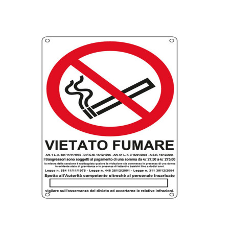 Cartello segnalatore - 27x43 cm - VIETATO FUMARE - alluminio - Cartelli Segnalatori
