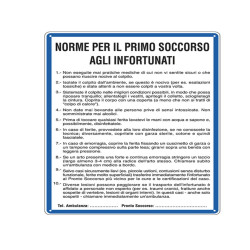 Cartello segnalatore - 33,3x47 cm - NORME DI PRIMO SOCCORSO AGLI INFORTUNATI - alluminio - Cartelli Segnalatori