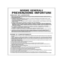 Cartello segnalatore - 50x67 cm - NORME GENERALI PREVENZIONE INFORTUNI - polionda - Cartelli Segnalatori