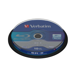 Verbatim - Scatola 10 DVD Blu Ray BD-R SL - Jewel Case - Bianco/Blu - 43742 - 25GB