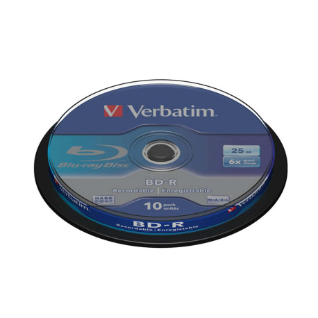 Verbatim - Scatola 10 DVD Blu Ray BD-R SL - Jewel Case - Bianco/Blu - 43742 - 25GB