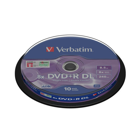 Verbatim - Scatola 10 DVD+R Dual Layer - serigrafato Spindle - 43666 - 8,5GB