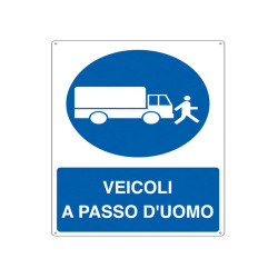 Cartello segnalatore - 50x70 cm - VEICOLI A PASSO D'UOMO - alluminio - Cartelli Segnalatori