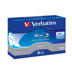 Verbatim - Scatola 5 DVD Blu Ray BD-R SL - Jewel Case - Bianco/Blu - 43715 - 25GB
