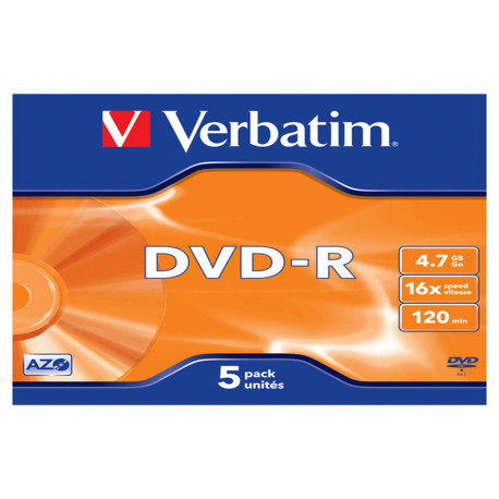 Verbatim - Scatola 5 DVD-R - Jewel case - serigrafato - 43519 - 4,7GB