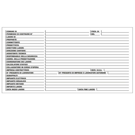 Cartello segnalatore - 67x100 cm - cantiere specifiche dei lavori - polionda - Cartelli Segnalatori
