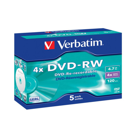 Verbatim - Scatola 5 DVD-RW - Jewel Case - serigrafato - 43285 - 4,7GB