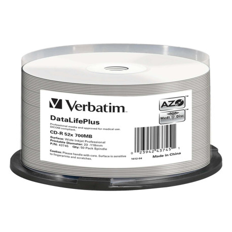 Verbatim - Scatola 50 CD-R Data Life Plus - spindle 1X-52X - 43745 - 700MB