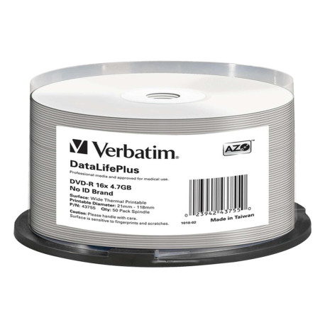 Verbatim - Scatola 50 DVD-R - stampabile - 43755 - 4,7GB