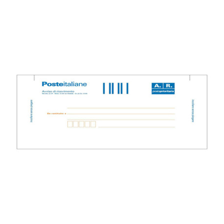 Cartolina raccomandata A/R - con adesivo rimovibile - 10 x 20cm - Edipro - conf. 100 cartoline