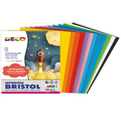 Cartoncino Bristol - 25 x 35 cm - 200 gr - colori assortiti - 15 fogli - Deco