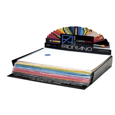 Cartoncino CartaCrea - 35 x 50 cm - 220 gr - colori assortiti - Fabriano - Expo 260 fogli