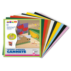 Cartoncino ondulato Cannetè 2200 - 25 x 35 cm - 230 gr - colori assortiti - DECO - conf. 10 fogli