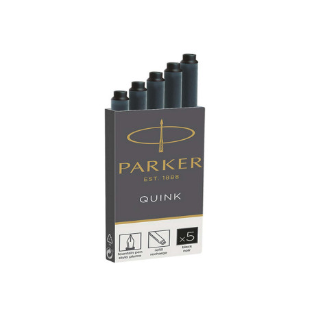 Cartucce quink permanente - nero - Parker - scatola 5 pezzi