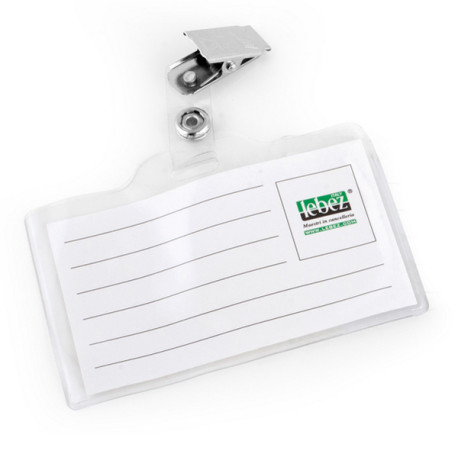 Portabadge con clip - 8,5 x 5 cm - Lebez - conf. 50 pezzi