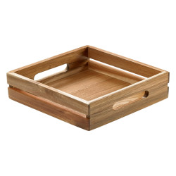 Cassetta per alimenti - 20 x 20 x 7 cm - legno di acacia - Leone