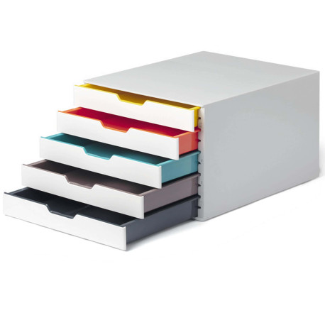 Cassettiera 5 cassetti colorati - bianco ghiaccio - cassetti 5 cm - Durable