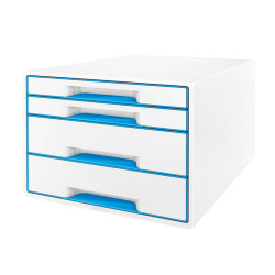 Cassettiera Cube - 28,7 x 27 x 36,3 cm - 4 cassetti - bianco/azzurro - Leitz