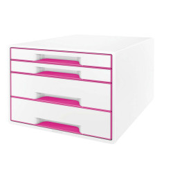 Cassettiera Cube - 28,7 x 27 x 36,3 cm - 4 cassetti - bianco/rosa - Leitz