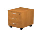Cassettiera Easy - 3 cassetti - con ruote - 41,8 x 52 x 59,5 cm - noce chiaro