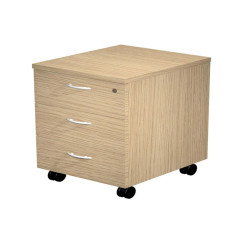 Cassettiera Easy - 3 cassetti - con ruote - 41,8 x 52 x 59,5 cm - rovere