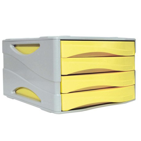 Cassettiera Keep Colour Pastel - 25 x 32 cm - cassetti 5 cm - grigio/giallo - Arda