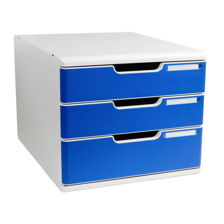 Cassettiera Modulo A4 - 28,8 x 32 x 35 cm - 3 cassetti - grigio/blu - Exacompta