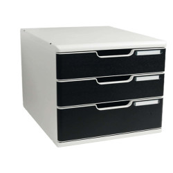 Cassettiera Modulo A4 - 28,8 x 32 x 35 cm - 3 cassetti - grigio/nero - Exacompta