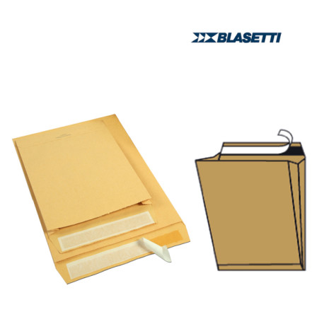 Busta a sacco Mailpack - soffietti laterali - fondo preformato - strip adesivo - 30 x 40 x 4 cm - 120 gr - avana - Blasetti - c