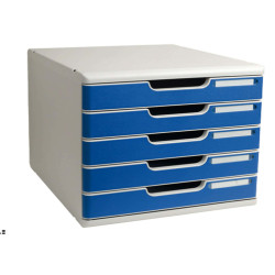 Cassettiera Modulo A4 - 28,8 x 32 x 35 cm - 5 cassetti - grigio/blu - Exacompta