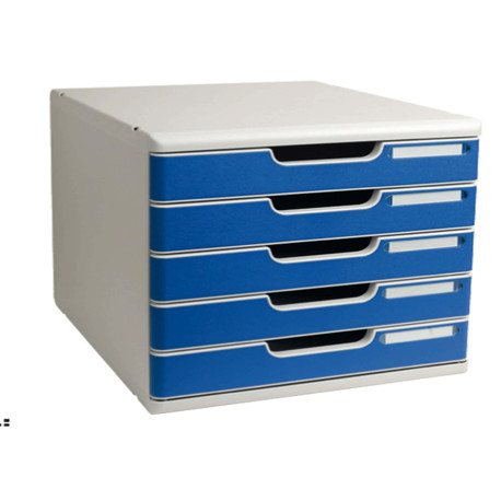Cassettiera Modulo A4 - 28,8 x 32 x 35 cm - 5 cassetti - grigio/blu - Exacompta