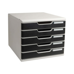 Cassettiera Modulo A4 - 28,8 x 32 x 35 cm - 5 cassetti - grigio/nero - Exacompta