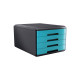 Cassettiera Mydesk - 29,5 x 38,5 x 28,2 cm - 4 cassetti da 4,5 cm - grigio/turchese - Arda