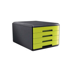 Cassettiera Mydesk - 29,5 x 38,5 x 28,2 cm - 4 cassetti da 4,5 cm - grigio/verde - Arda
