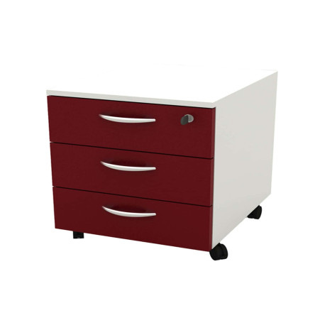 Cassettiera Rainbow - 3 cassetti - con ruote - 41 x 50 x 52,2 cm - bianco/prugna