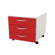 Cassettiera Rainbow - 3 cassetti - con ruote - 41 x 50 x 52,2 cm - bianco/rosso