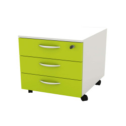 Cassettiera Rainbow - 3 cassetti - con ruote - 41 x 50 x 52,2 cm - bianco/verde