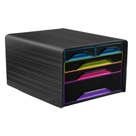 Cassettiera Smoove - 36 x 28,8 x 27 cm - 5 cassetti misti - nero/multicolore - Cep
