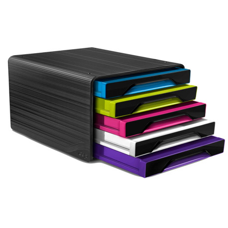 Cassettiera Smoove - 36 x 28,8 x 27 cm - 5 cassetti standard - nero/multicolore - Cep