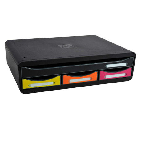 Cassettiera Toolbox  - 27 x 35,5 x 13,5 cm - 4 cassetti - nero/arlecchino - Exacompta