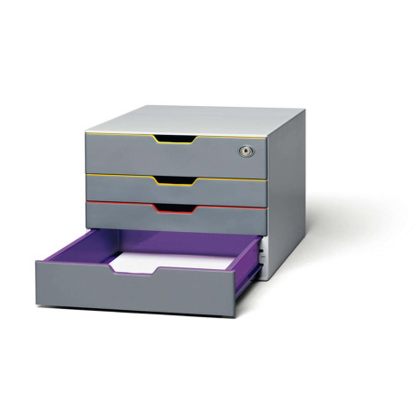 Cassettiera Varicolor Safe - 28 x 29,2 x 35,6 cm - 4 cassetti - con serratura - Durable