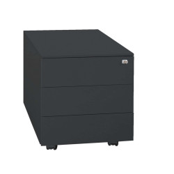 Cassettiere in metallo - 3 cassetti - 40 x 59 x 54 cm - nero - Bertesi