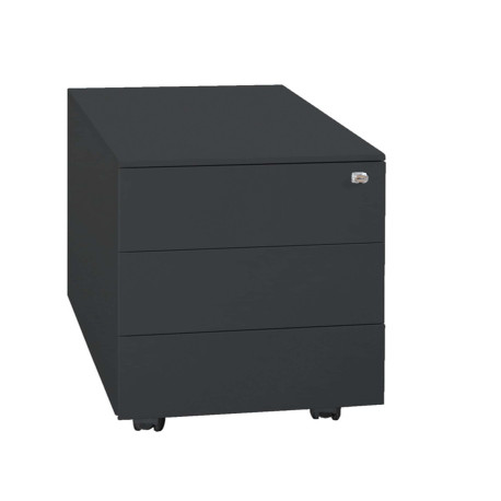 Cassettiere in metallo - 3 cassetti - 40 x 59 x 54 cm - nero - Bertesi