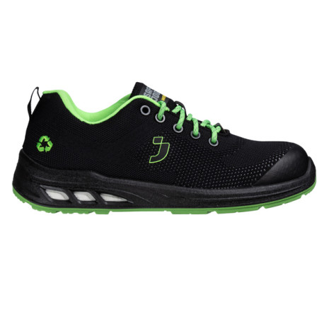 Calzatura bassa da lavoro Ecofitz S1P LOW - numero 41 - maglia riciclata - nero/verde - Safety Jogger