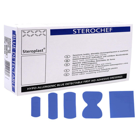 Cerotti detectabili - sterili - 5 misure assortite - blu - conf. 100 pezzi - PVS