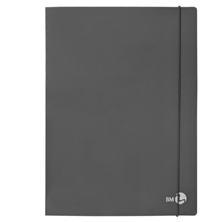 Cartella 3 lembi con elastico - A4 - dorso 1 cm - grigio scuro - BM